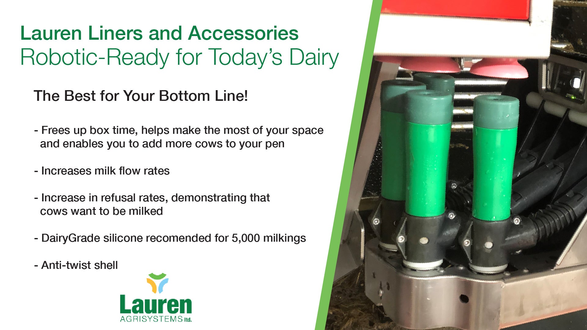 Load video: Lauren AgriSystems Robotic Ready Milking Liners for Lely